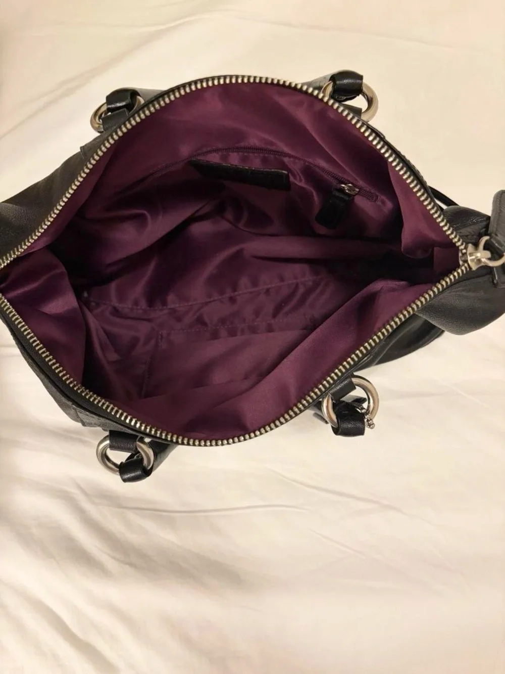 Coach Black Leather Satchel with Silver Hardware